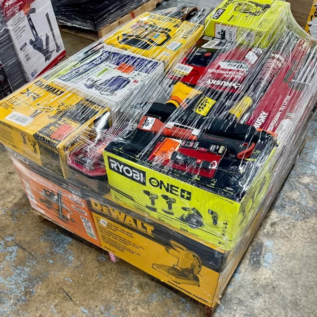Warehouse pallets of tools
